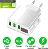 A white multi-port USB charger with green USB ports and a small red digital display. Anteprima dell’immagine prodotto