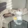A glass water filter pitcher and a glass of lemon water are placed on a coffee table next to a sofa. Náhľad obrázku produktu