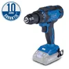 A cordless drill with a battery pack attached, shown against a white background. A circular badge with text is in the upper left corner. Produktbild-Vorschau