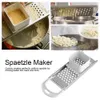 A collage of images showing a spaetzle maker in use and a product shot of the spaetzle maker. Produktbild-Vorschau