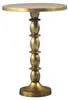 Beistelltisch Gold Aluminium 40 cm mit runder Tischplatte und geschwungenem Ständer in Goldoptik, Gesamtansicht. Produktbild-Vorschau