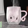 Katze Süße Tassen,Doppelwandige,Glas,mit Henkel Katze Produktbild-Vorschau 5