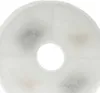A close-up, top-down view of a round, white filter with a hole in the center. The filter is divided into four quadrants, with small amounts of dark gray and tan material visible in some of the quadrants. Produktbild-Vorschau