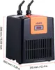 A black and orange aquarium water chiller with dimensions indicated. Produktbild-Vorschau