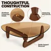 Vrygle Table Basse Ronde en Verre avec Pieds en Bois – Voir les images du produit 5