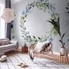 Vlies Fototapete - Romantic wreath - plant motif with blue Produktbild-Vorschau 1