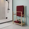 Relaxdays Handtuchständer Bambus, 2 Stangen, mit Ablage, Produktbild-Vorschau 3