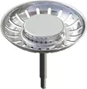 A stainless steel sink strainer with a central disc and a stem extending downwards. Anteprima dell’immagine prodotto