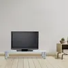 Tavolino TV Relaxdays in vetro, gambe in metallo cromato, Anteprima dell’immagine prodotto 5