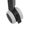 A close-up view of a black and white caster wheel with a locking mechanism, attached to a black metal leg. Podgląd zdjęcia produktu