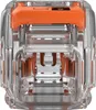 A close-up, front-facing view of a WAGO 221-2411 lever connector. Anteprima dell’immagine prodotto