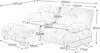 A line drawing of a sectional sofa with dimensions indicated by arrows and text. Voir les images du produit