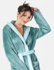 Bellivalini Damen Bademantel lang mit Kapuze und Gürtel Produktbild-Vorschau 7