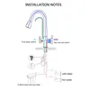 Diagram showing the installation of a kitchen faucet with a pull-out spray, two handles, and a 3-in-1 water filter system. Náhľad obrázku produktu