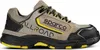 A side view of a tan and black Sparco Allroad safety shoe with yellow accents. Produktbild-Vorschau