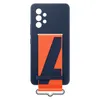 A dark blue phone case with an orange strap is shown against a white background. Náhľad obrázku produktu