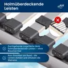 Close-up of a bed frame's slatted base with detailed explanations of its features. Produktbild-Vorschau