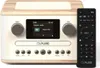 A white and wood-colored Pure Classic C-D4 radio with a remote control. Voir les images du produit