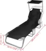 Chaise longue pliante avec toit solaire acier et tissu noir Voir les images du produit 7