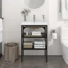 The Living Store Kúpeľňová skrinka s umývadlom z čierneho Náhľad obrázku produktu 1