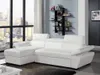 Ecksofa mit Schlaffunktion - Ecke Links - Leder - Weiß - Produktbild-Vorschau 9