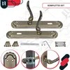A product image showcasing a set of door handles with a blueprint-style background. Podgląd zdjęcia produktu