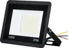 A black LED floodlight with a white light panel and visible wires, set against a white background. Produktbild-Vorschau