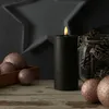 LED Kerze LINA - Rustik-Optik - Echtwachs - H: 15cm - D: 7cm - Batterie - Timer - schwarz Produktbild-Vorschau