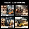 A collage of four images showing forklifts in different operational settings: a warehouse, a construction site, a supermarket, and a farm. Náhľad obrázku produktu