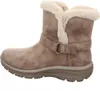 A side view of a taupe and beige Skechers women's boot with faux fur lining. Voir les images du produit