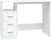 A white desk with three drawers on the left side, set against a white background. Produktbild-Vorschau