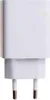 A white USB-A charger with a Type-C port and two prongs for plugging into an electrical outlet. Podgląd zdjęcia produktu