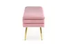 A pink upholstered bench with gold legs on a white background. Náhľad obrázku produktu