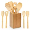 Relaxdays set van 5 bamboe kooklepels, elk 30 cm, inclusief Productafbeelding-voorbeeld 1