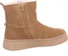 A side view of a brown suede boot with a zipper and a thick sole. Voir les images du produit
