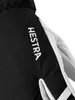 A close-up view of a black glove with white stitching and the brand name "HESTRA" embroidered in white. Anteprima dell’immagine prodotto