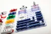 A collection of electronic building blocks and components laid out on a white surface. Produktbild-Vorschau