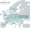 A map of Europe showing the signal range of a radio clock transmitter. Produktbild-Vorschau