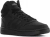 A black Adidas Hoops 3.0 Mid sneaker is shown from the side against a white background. Voir les images du produit