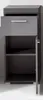 A gray bedside table with a drawer slightly ajar and a door open, showing two shelves inside. Anteprima dell’immagine prodotto