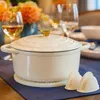 Emaille Bräter 26cm/5L Cremeweiß Gusseisen Schmortopf mit Produktbild-Vorschau 1