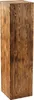 A tall, rectangular wooden pedestal with a rustic, burnt wood finish, presented against a plain white background. Voir les images du produit