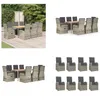 vidaXL 9 tlg. Garten Essgruppe mit Kissen Grau Poly Rattan Produktbild-Vorschau 1