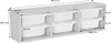 A white storage unit with six white bins, showing dimensions. Produktbild-Vorschau