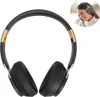 A pair of black over-ear headphones with gold accents is shown, with a small inset image of a woman wearing similar headphones. Produktbild-Vorschau