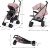 A diagram showing the dimensions of a pink stroller from different angles. Náhled obrázku produktu