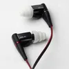 A pair of black in-ear headphones with white ear tips and red accents on a white background. Podgląd zdjęcia produktu