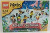 The image shows the front of a LEGO Pirates Advent Calendar box, depicting a pirate-themed scene with various minifigures and a ship in a snowy environment. Produktbild-Vorschau