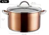 A copper-colored pot with a glass lid and silver handles, shown with measurement indicators. Anteprima dell’immagine prodotto