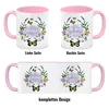 Kaffeebecher Rosa mit motivierenden Worten und Blumenrahmen Produktbild-Vorschau 4